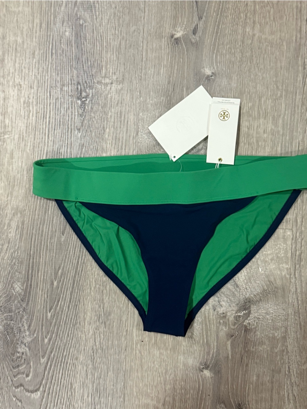 Tory Burch Green & Navy Bikini Bottom l Colorblock nwt - Picture 3 of 5
